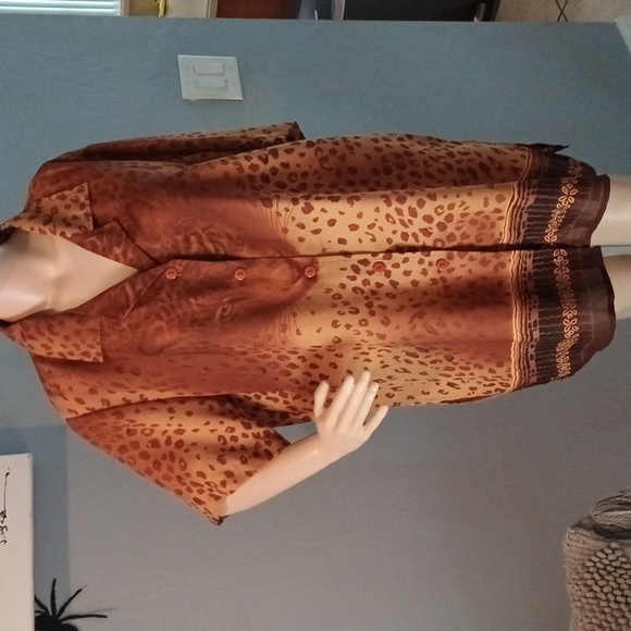 Mirror image vintage Leopard Blouse 1X - Picture 2 of 13